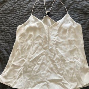 Lovely, silk, t-back, camisole in cream color by J. Crew